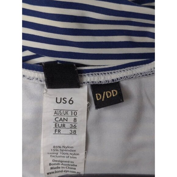 Bond‎ Eye Australia One Piece Swimsuit Womens 6 D/DD Blue White Stripe Ruched - Picture 8 of 10